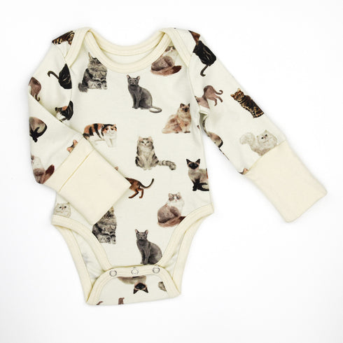 Organic Cotton Long Sleeve Baby Bodysuit, Felix Organic Earthy Clothing